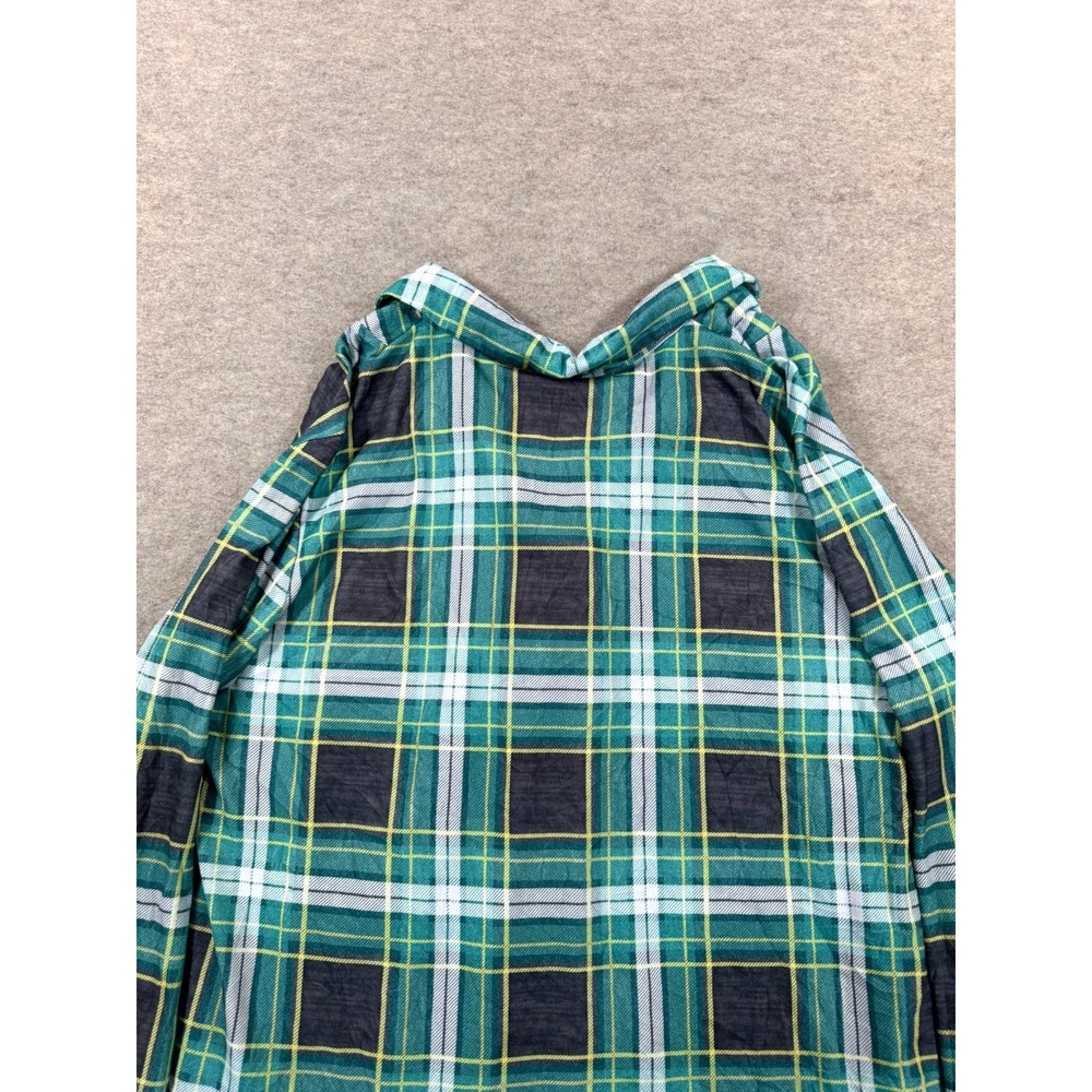 Rose Gal Womens 22 Plaid Stretch V Neck High Low Hem Blouse Top Green Multi - Picture 8 of 14